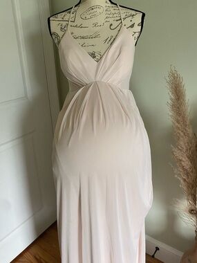 Blush Pink Chiffon Maternity Dress Azazie Size 10